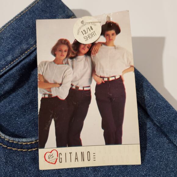 P.S. Gitano NWT Lot of 2 Vintage 80's Acid Wash Mom Jeans Size 13/14 Short Denim - Picture 9 of 13